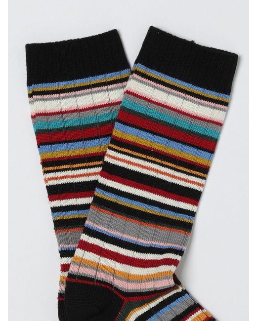 Paul Smith White Striped Cotton Blend Socks