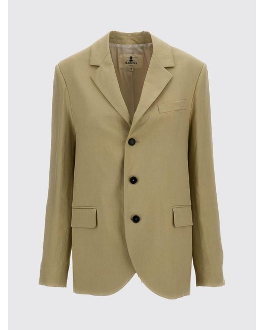 Barena Natural Single-Breasted Linen Blend Blazer With Three-Button Closure And Lapels
