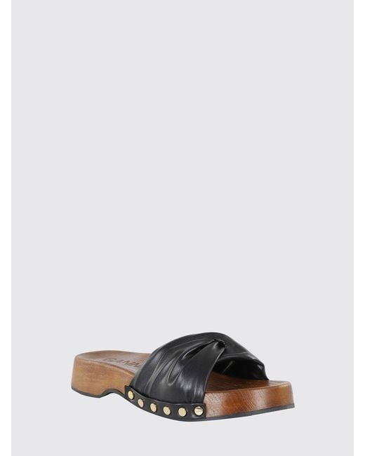 Ganni Black Tia Draped Vegan Leather Mules