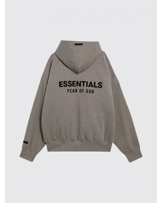 Fear Of God Gray Cotton-Blend Hoodie With Slogan Print And Kangaroo Pocket for men