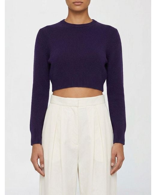 Jil Sander Blue Wool Blend Crop Knit Top