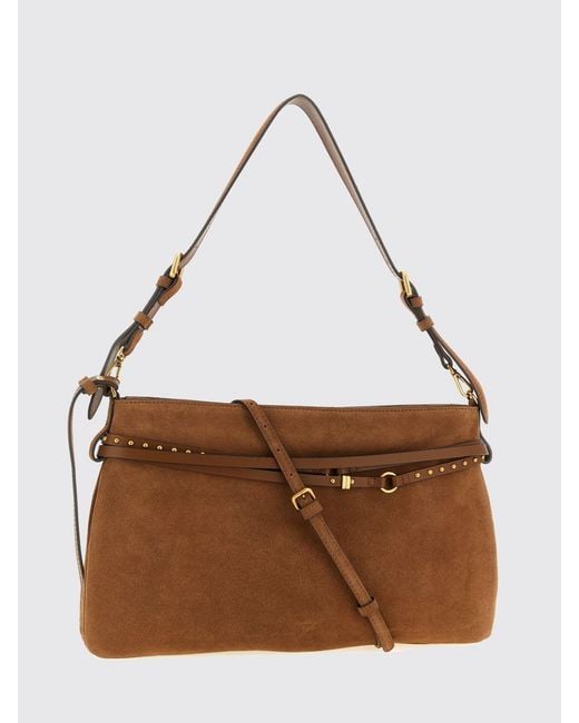 Pinko Brown Suede Bag With Micro Studs