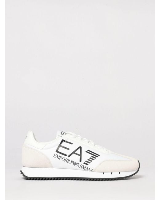 EA7 White Nylon And Suede Sneakers for men