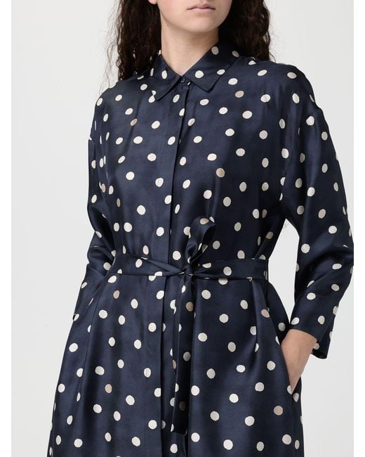 Max Mara Blue Polka Dot Twill Chemisier Dress