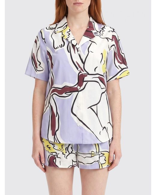 Tory Burch White Printed Cotton Casual Shirt