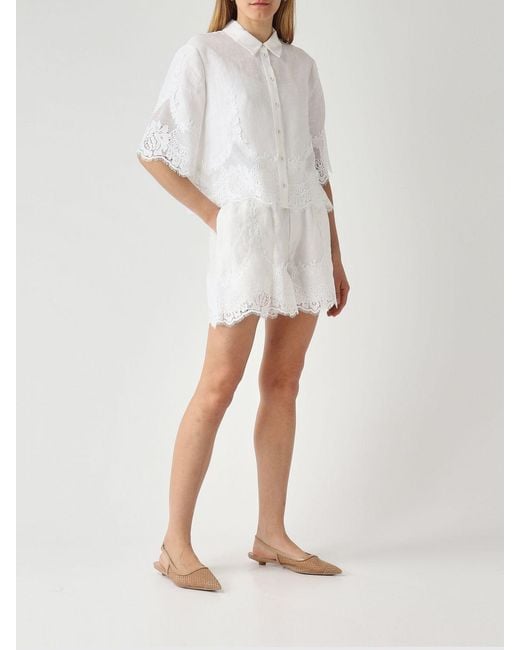 Twinset White Linen Shorts