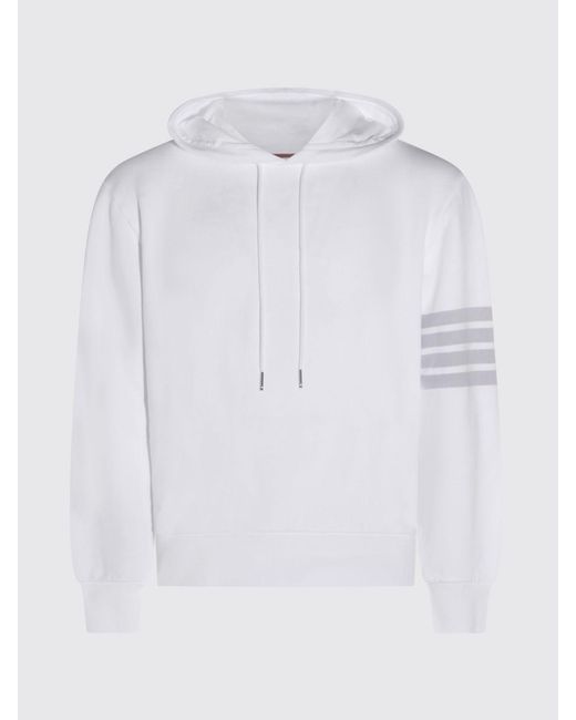 Thom Browne White Cotton Hoodie for men