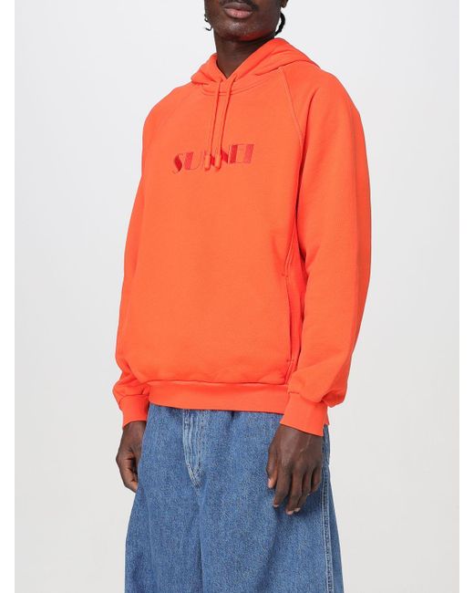 Felpa Con Cappuccio E Logo di Sunnei in Orange da Uomo