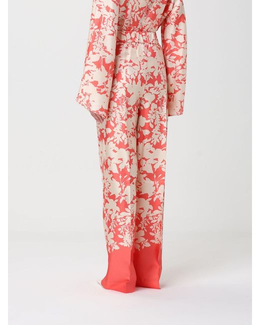 Agnona Red Floral Silk Blouse