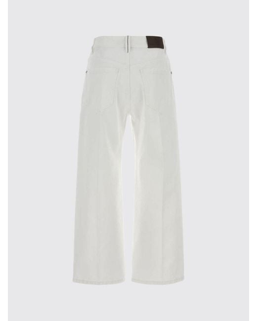 Brunello Cucinelli White Cropped Fit Cotton Trousers