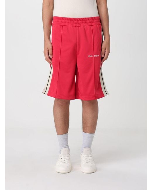 Palm Angels Red Stretch Technical Fabric Jogging Shorts for men