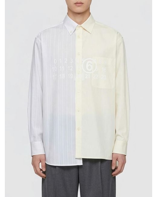 MM6 by Maison Margiela White Patchwork Cotton Shirt for men