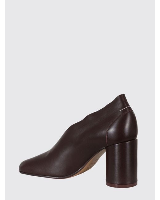 MM6 by Maison Margiela Brown Anatomic Court Leather Pumps With Cylindrical Heel