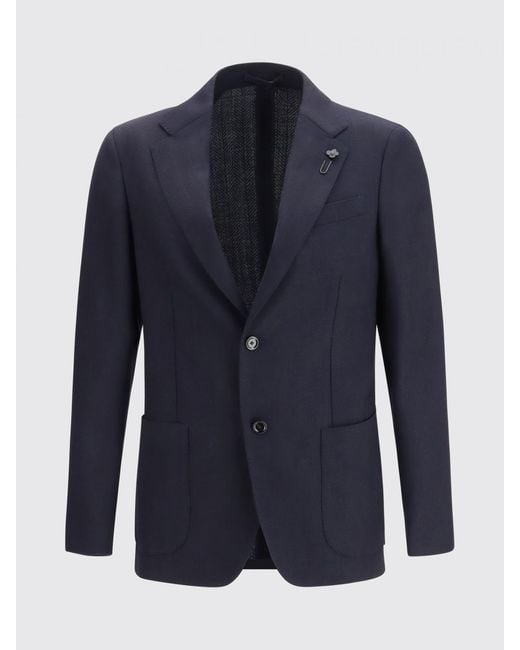 Lardini Blue Single-Breasted Wool Blazer for men