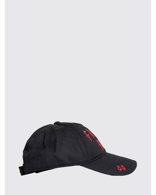 44 Label Group Black Cotton Twill Hat With Embroidery for men