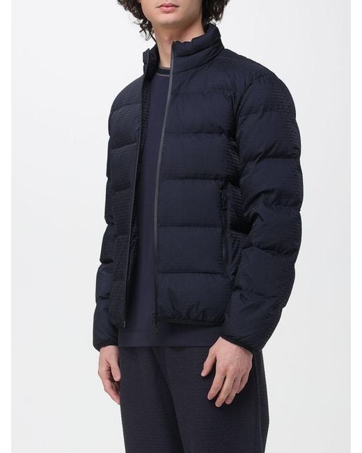 Emporio Armani Blue Padded Zip Down Jacket for men