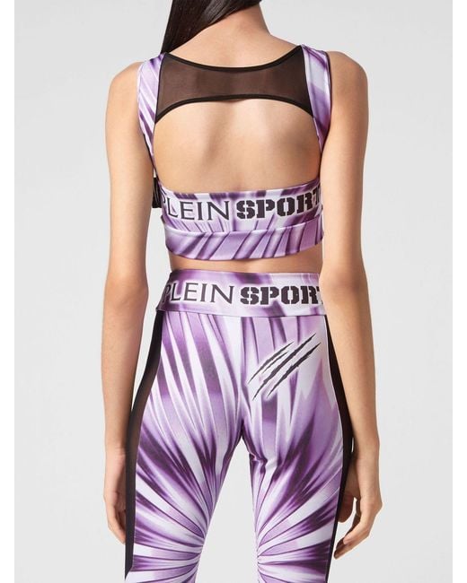 Philipp Plein Purple Cropped Sports Top