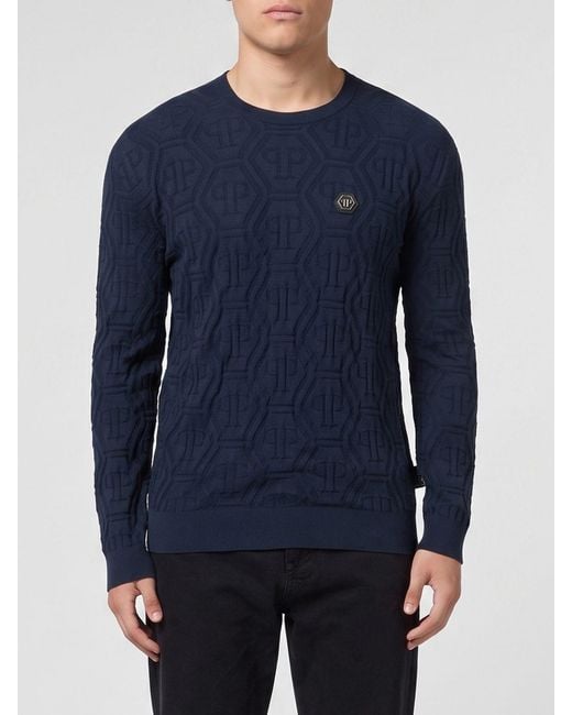Philipp Plein Blue Sweater for men