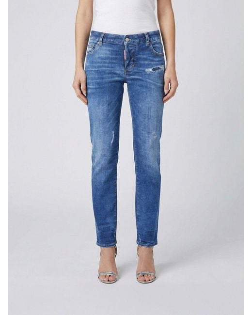 Vaqueros Slim Fit De Denim Desgastado DSquared² de color Blue