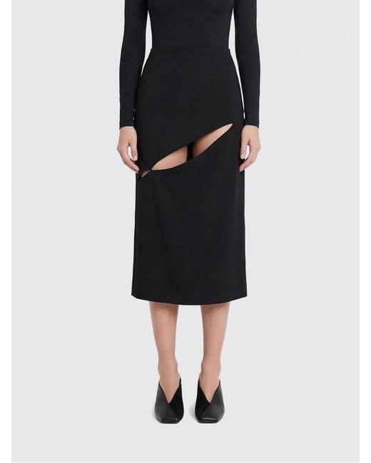 Jil Sander Black Cut-Out Wool Blend Skirt