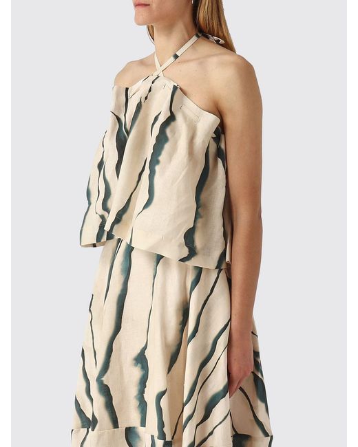 Liviana Conti Natural Printed Linen Top