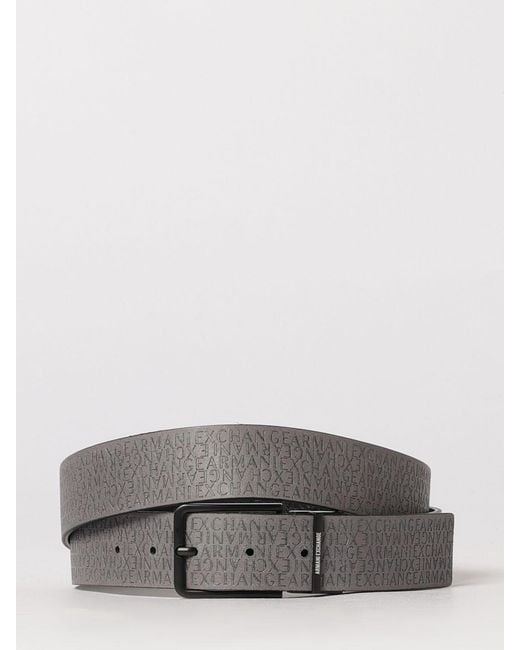 ARMANI EXCHANGE Blue Reversible Classic Belt With All-Over Logo for men