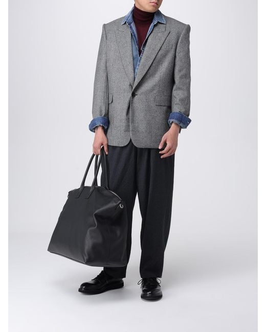 Saint Laurent Gray Prince Of Wales Wool Blazer for men