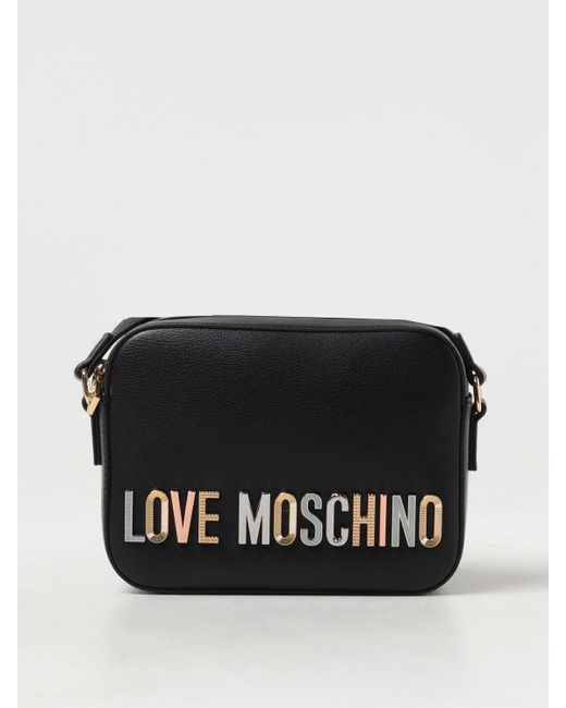 Borsa in pelle sintetica con logo di Love Moschino in Black