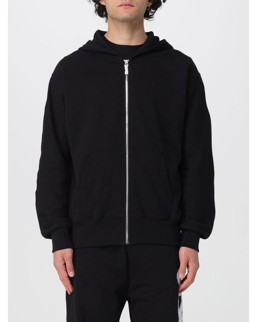 DISCLAIMER Blue Zip-Up Cotton Hoodie With Printed Logo for men