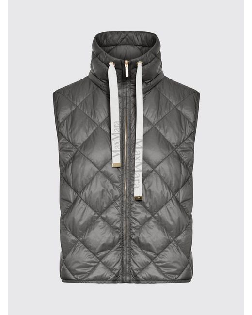 Max Mara Gray Water-Repellent Quilted Padded Vest