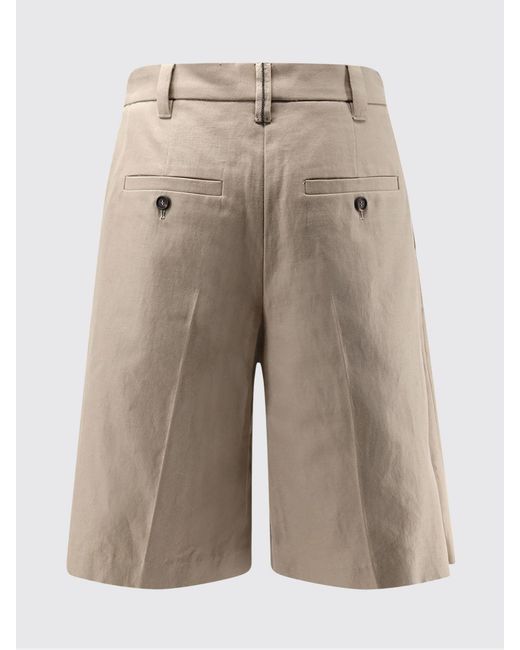 Brunello Cucinelli Natural Cotton And Linen Tailored Shorts