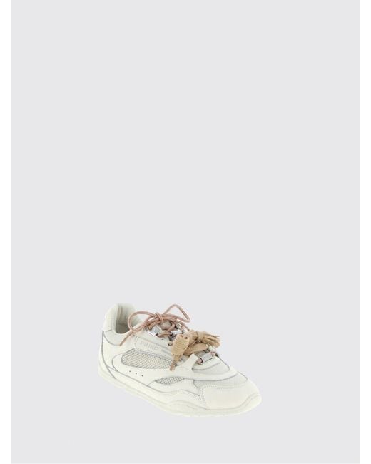 Pinko Natural Yulia Leather And Mesh Sneakers