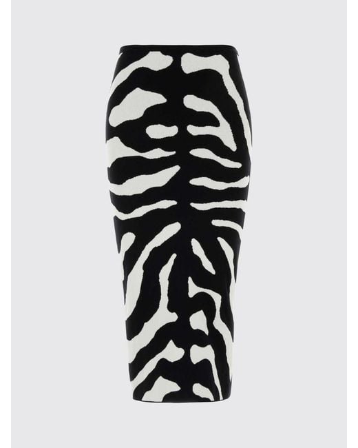 Moschino Couture Black Zebra-Print Knit Midi Pencil Skirt