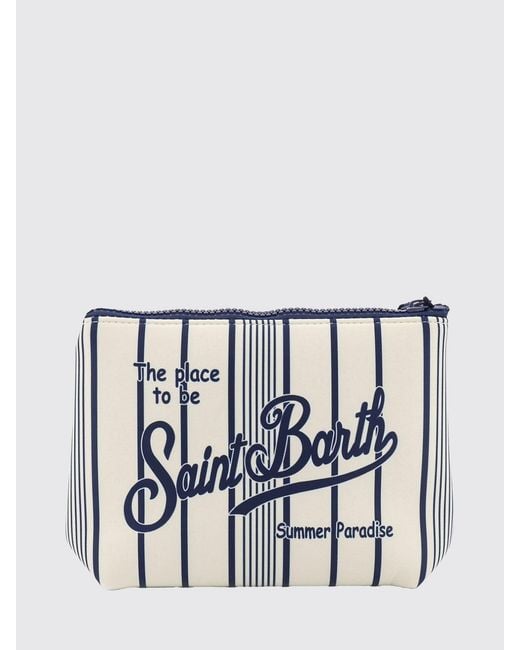 Mc2 Saint Barth White Aline Striped Polyester Pouch for men