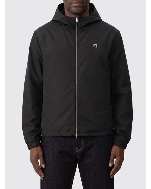 Fendi Black Ff Polyester Hooded Jacket for men