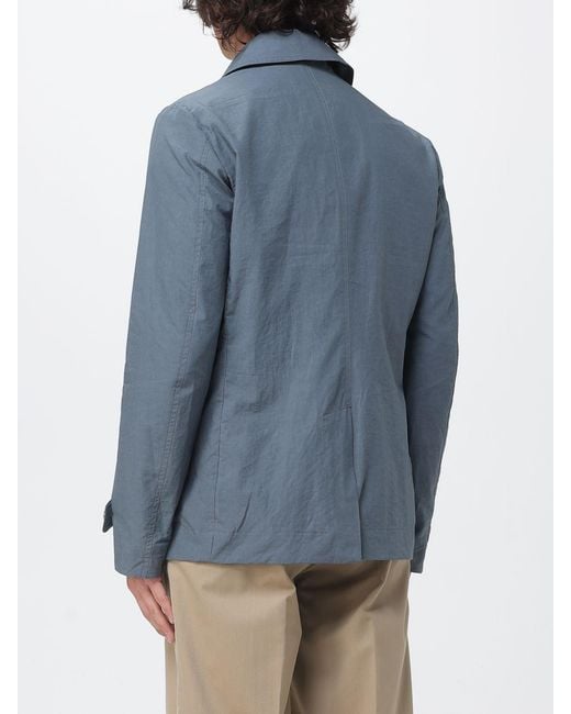 Moorer Blue Double-Breasted Trench Coat for men