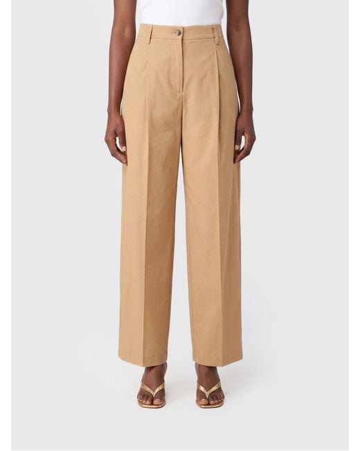 Alberto Biani Natural High-Waisted Tailored Flared Cotton Trousers