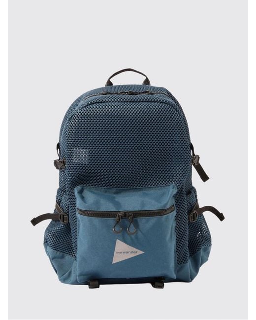 And Wander Blue Perforated Polyester Backpack for men