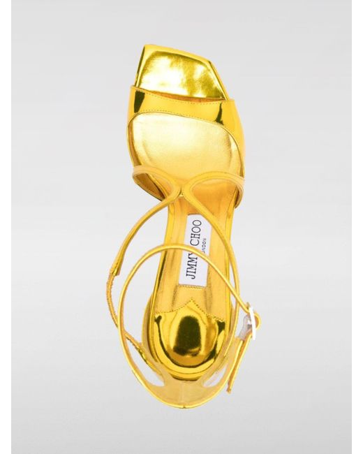 Sandalo Azia in pelle metallizzata di Jimmy Choo in Yellow