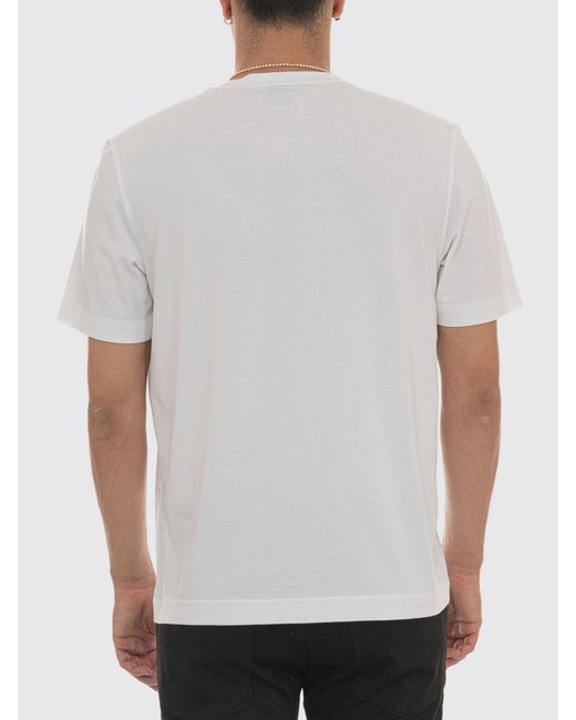 Boss White Crew Neck Stretch-Cotton T-Shirt With Contrast Chest Logo for men