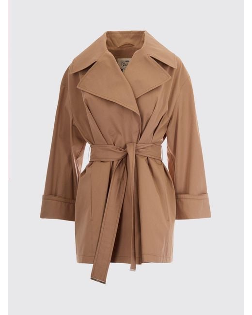 Herno Natural Short Cotton Gabardine Trench Coat With A Tie-Waist Belt
