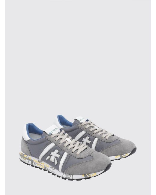 Premiata White Lucy Suede And Perforated Fabric Sneakers