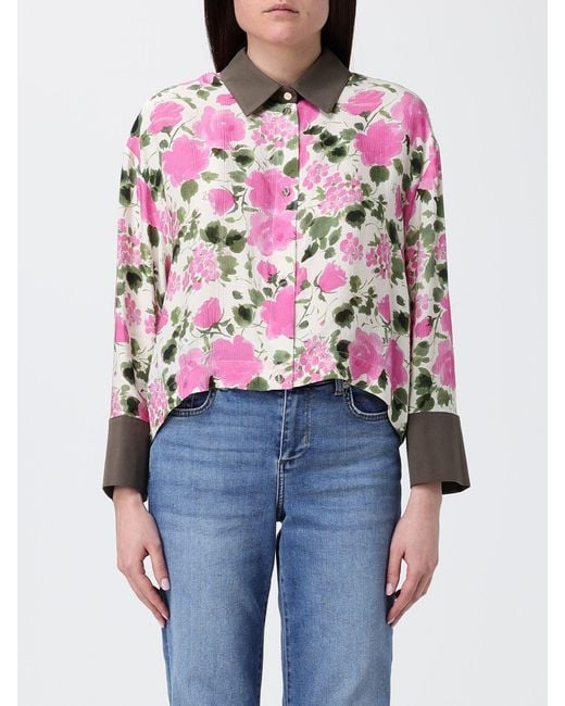 Liu Jo Blue Viscose Shirt With Floral Print By