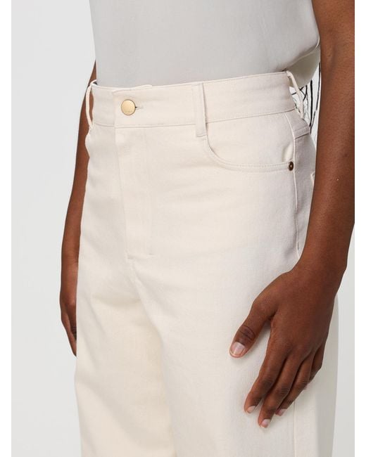 Max Mara Natural Wide Leg Stretch Cotton Pants