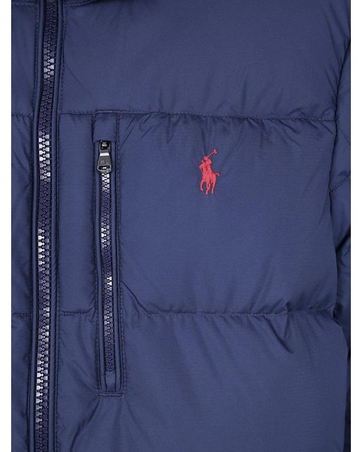 Polo Ralph Lauren Blue Gorham Quilted Nylon Hooded Down Jacket With Pony Logo for men
