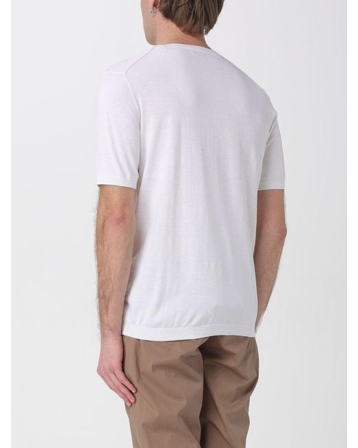 Kangra White Cotton And Silk Crew Neck Knitwear for men
