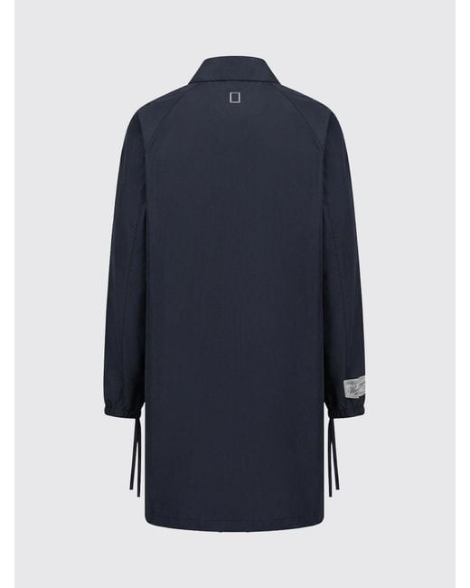 Wooyoungmi Blue Water-Repellent Polyester Trench Coat With Elasticated Cuffs for men