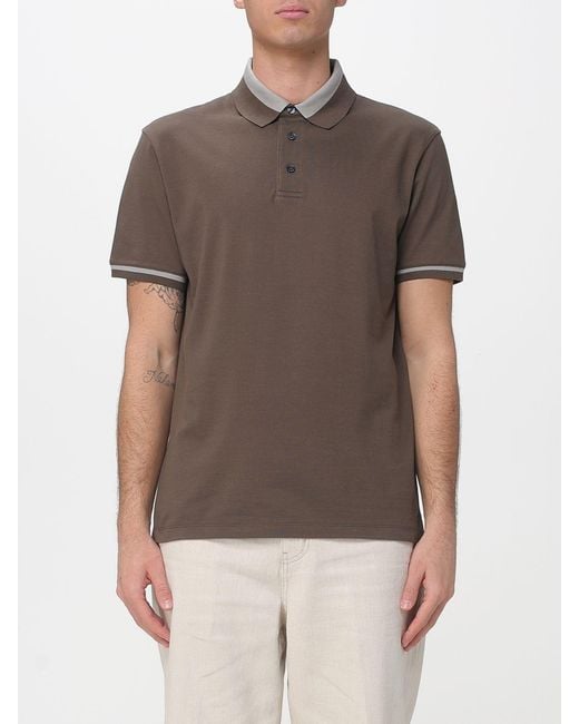 Emporio Armani Brown Cotton Polo Shirt for men