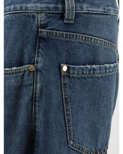 Brunello Cucinelli Blue Wide-Leg Cropped Jeans