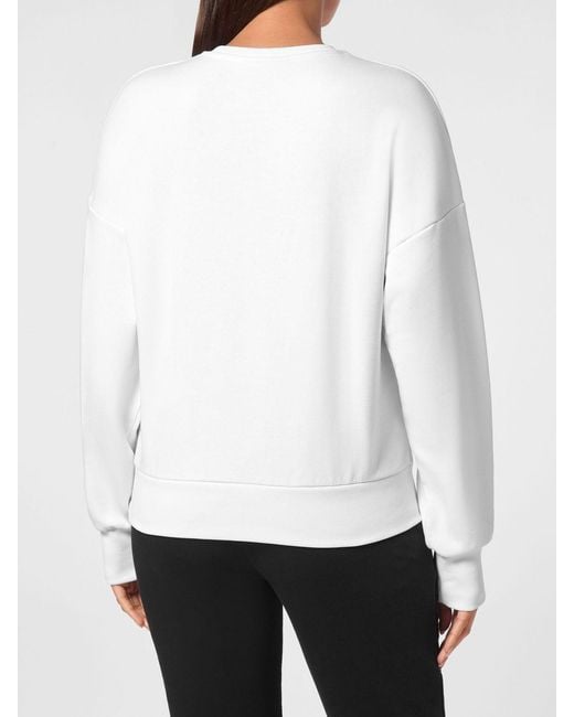 Philipp Plein White Relaxed Fit Crew-Neck Sweatshirt